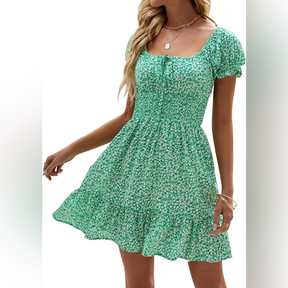 Amazon Micro Floral Puff Sleeve Sundress size Small